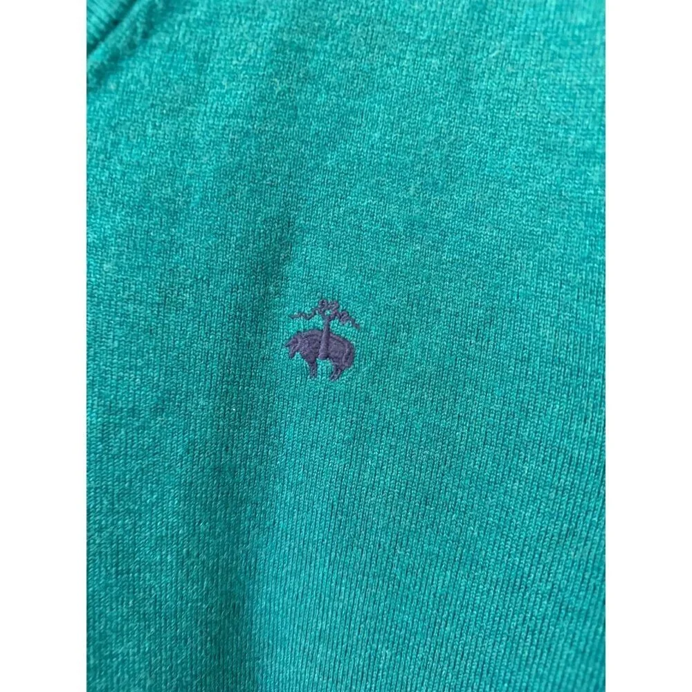 Brooks Brothers 365 Green Extra Fine Merino Wool V-Neck Mens Sweater - XL